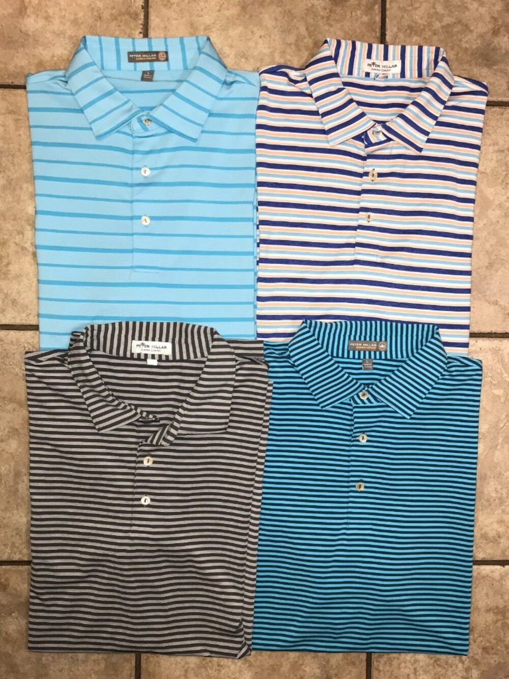 Lot of 4 Men's Peter Millar Summer Comfort Polo Shirts -Size L/XL